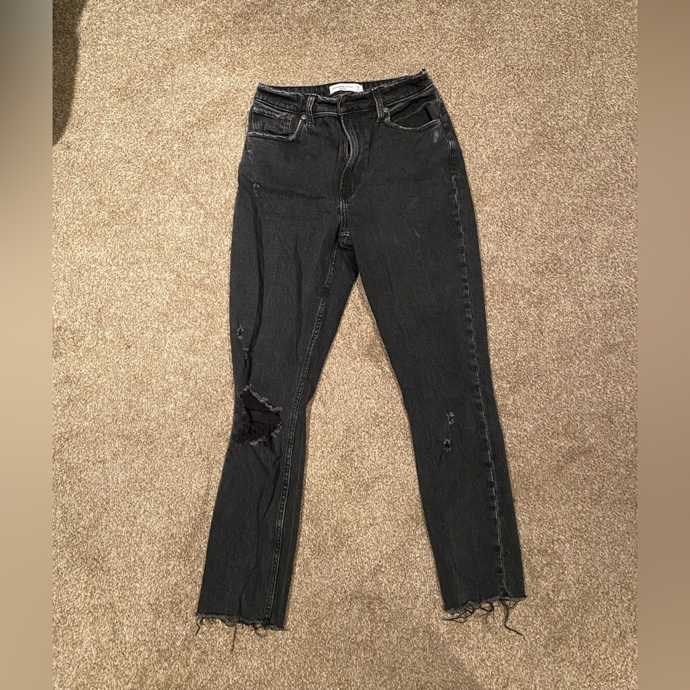 Black washed ripped Abercrombie curve love jeans